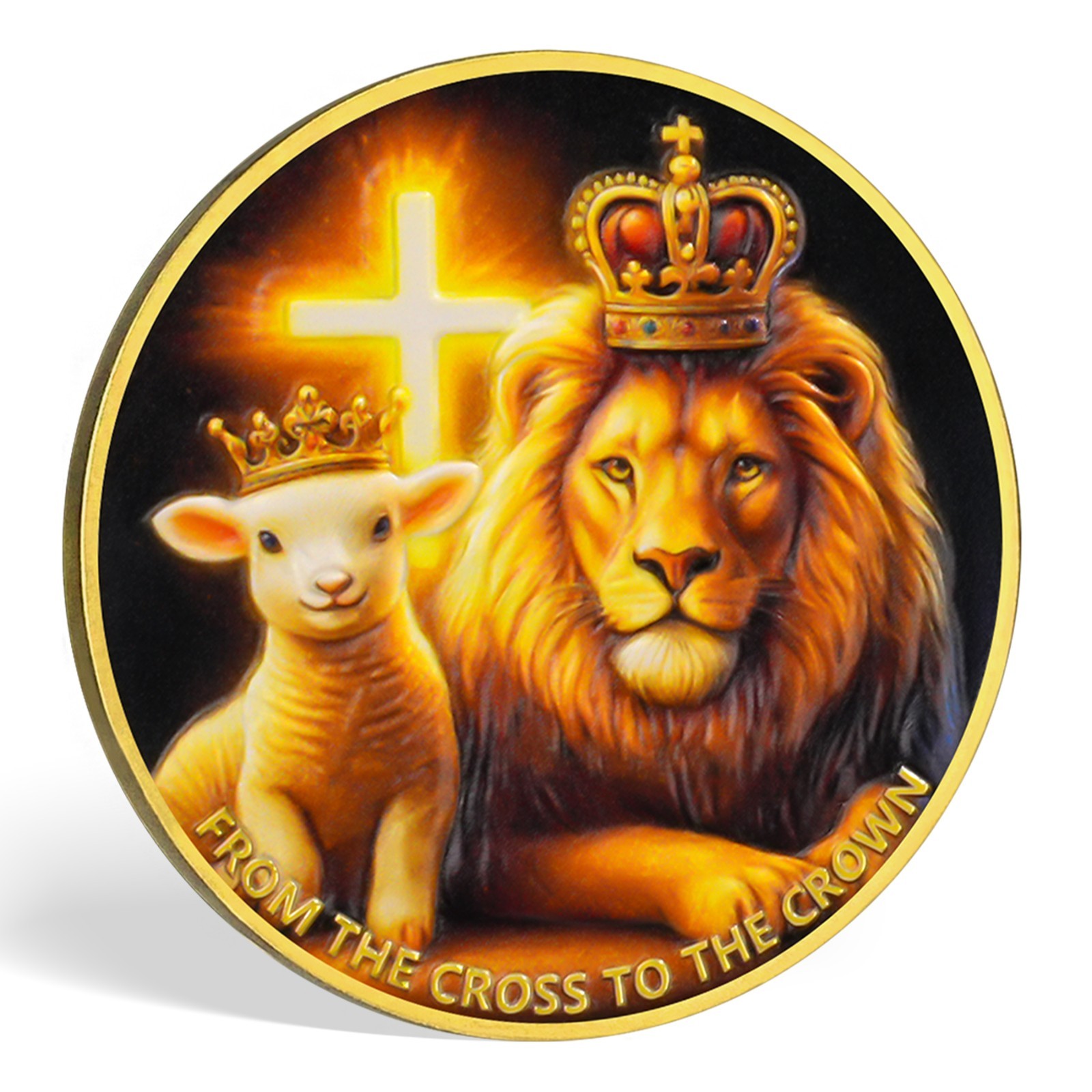 5pcs Christian Challenge Coin – Lion of Judah and Lamb Christianity Faith Gifts