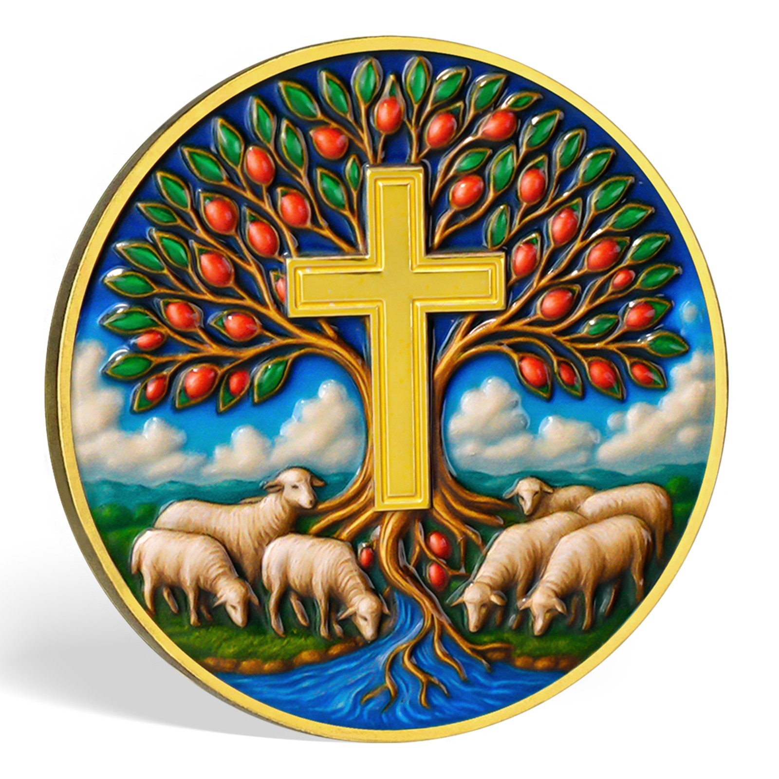 5Pcs Christian Challenge Coin Lord Is My Shepherd Psalm 31:15 Verse Faith Coin