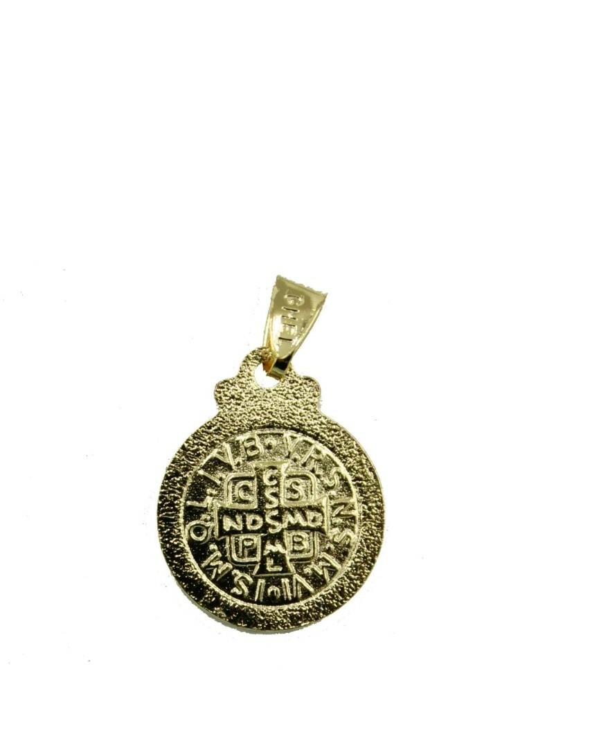18k Gold Plated San Benito St Saint Benedict Small Medal Protect. Necklace 20”