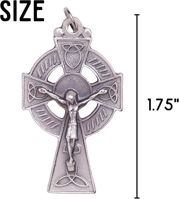 Needzo Celtic Cross Pendants – Irish Crucifix Medals, Italy Made, 1.75″, 2 Pack