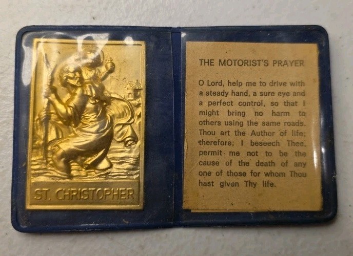 St. Christopher The Motorists Prayer Gold Toned