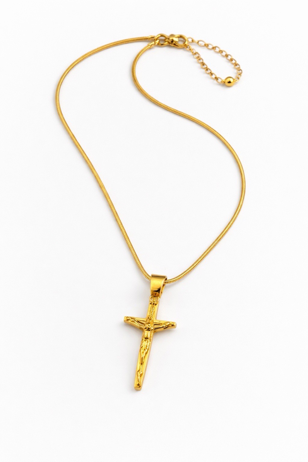 Gold Cross Neclace for Men Women- Stainless Steel Jesus Pendant gift 18” Chain”