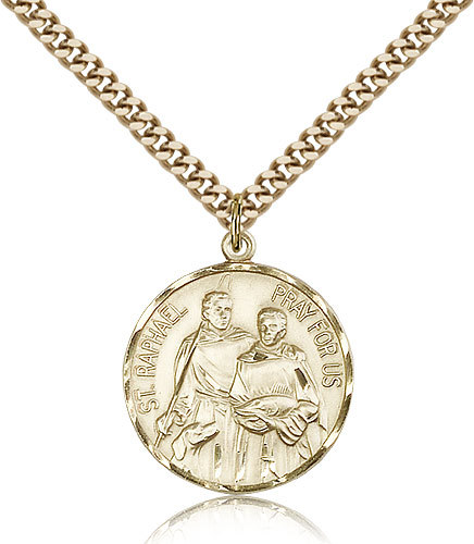 Saint Raphael The Archangel Medal For Men – Gold Filled Necklace On 24 Chain…