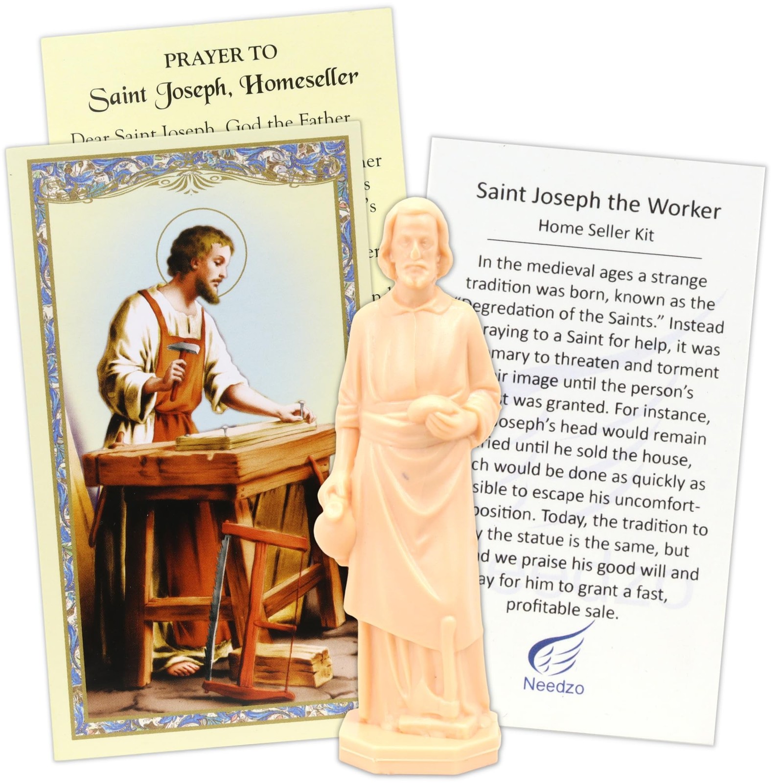 Needzo Saint Joseph Statue Home Seller Kit with Prayer Card and Burial Instru…