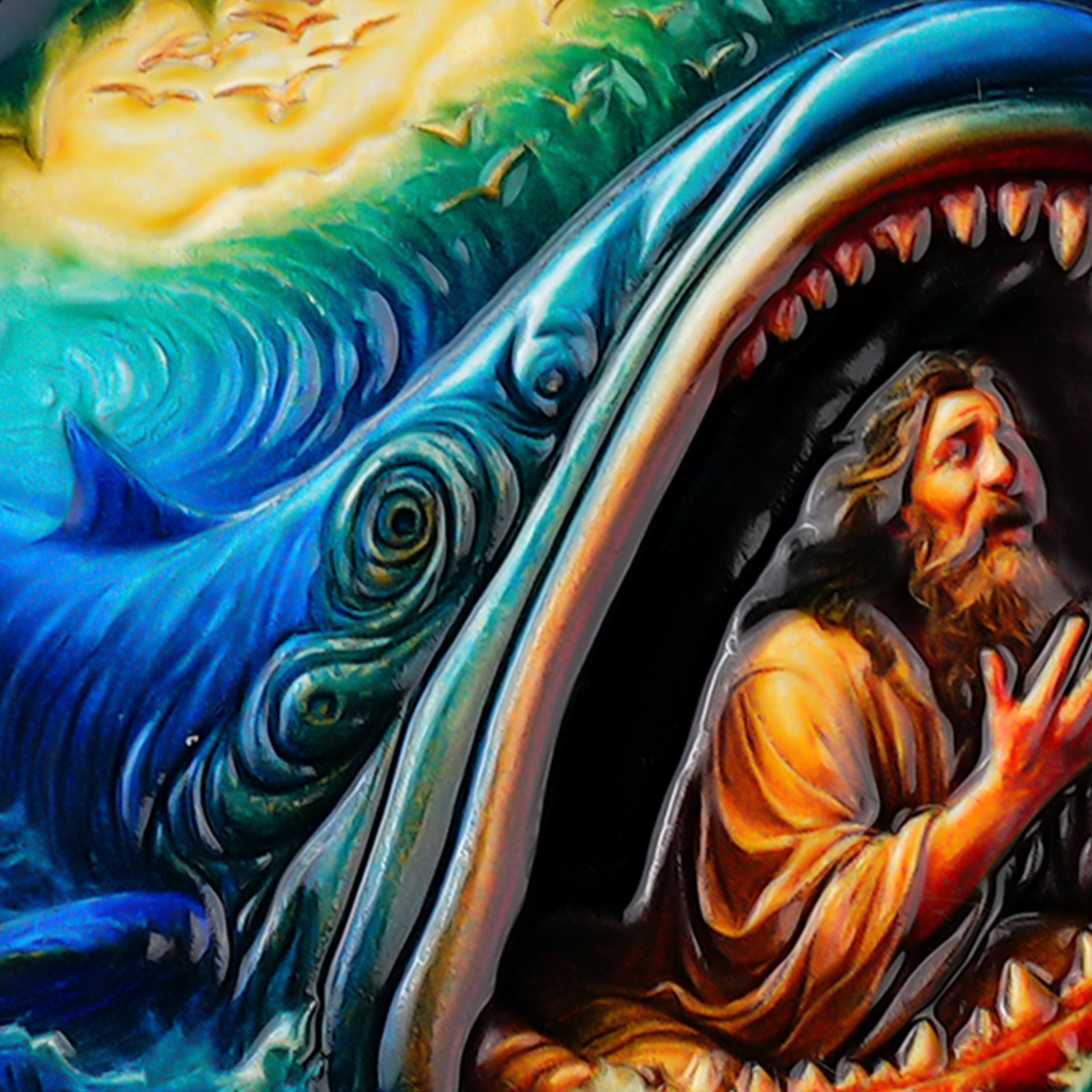 5pcs Jonah & Whale Challenge Coin Jonah 2:2 Verse Christian Religious Faith Gift