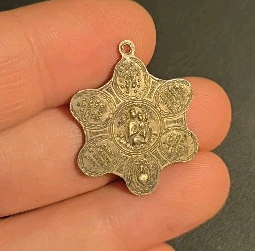 5.8 Gr HVH Vintage Multi Saint Medal Sterling Silver 925 Religious Holy Charm