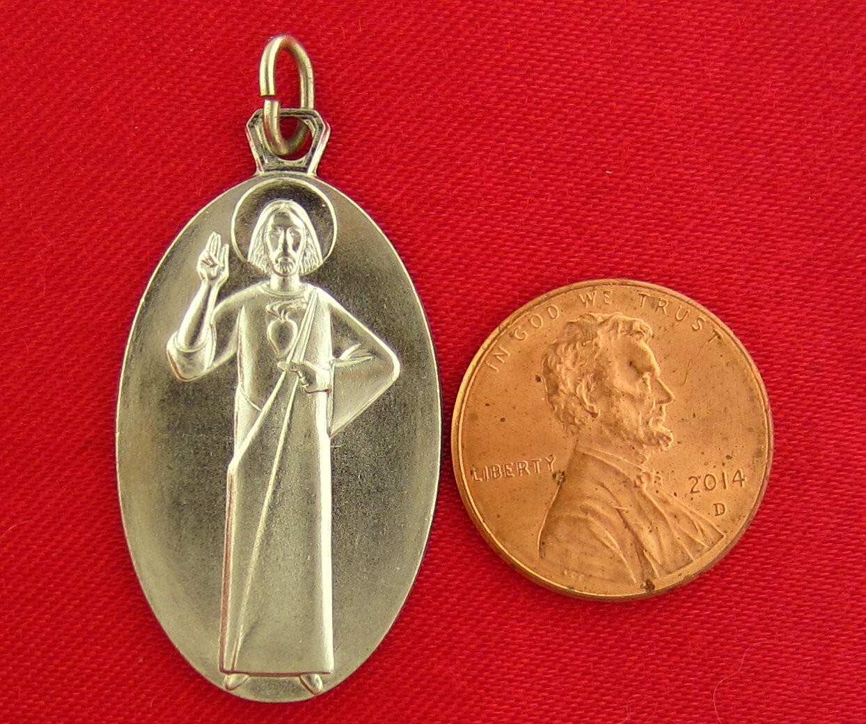 SACRED HEART OF JESUS Medal MARY JESUS MOUNT CARMEL Religious Pendant ITALY