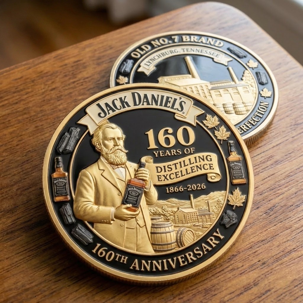 Jack Daniel’s 160th Anniversary Coin 1866-2026 Whiskey Distillery Challenge Coin