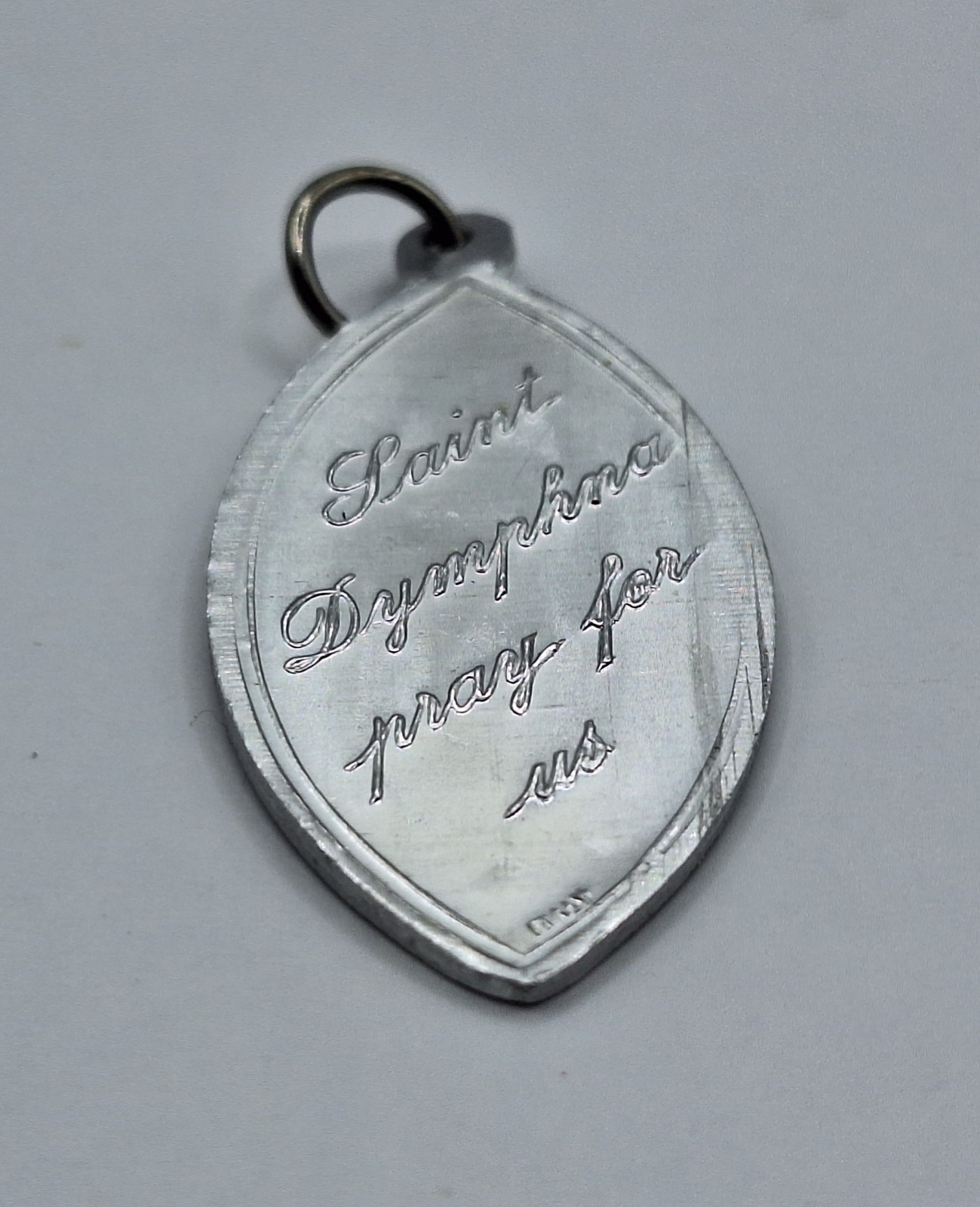 St Dymphna Pray for Us Medal Mental Health Silver Tone 1.25″ Made In Italy VGC