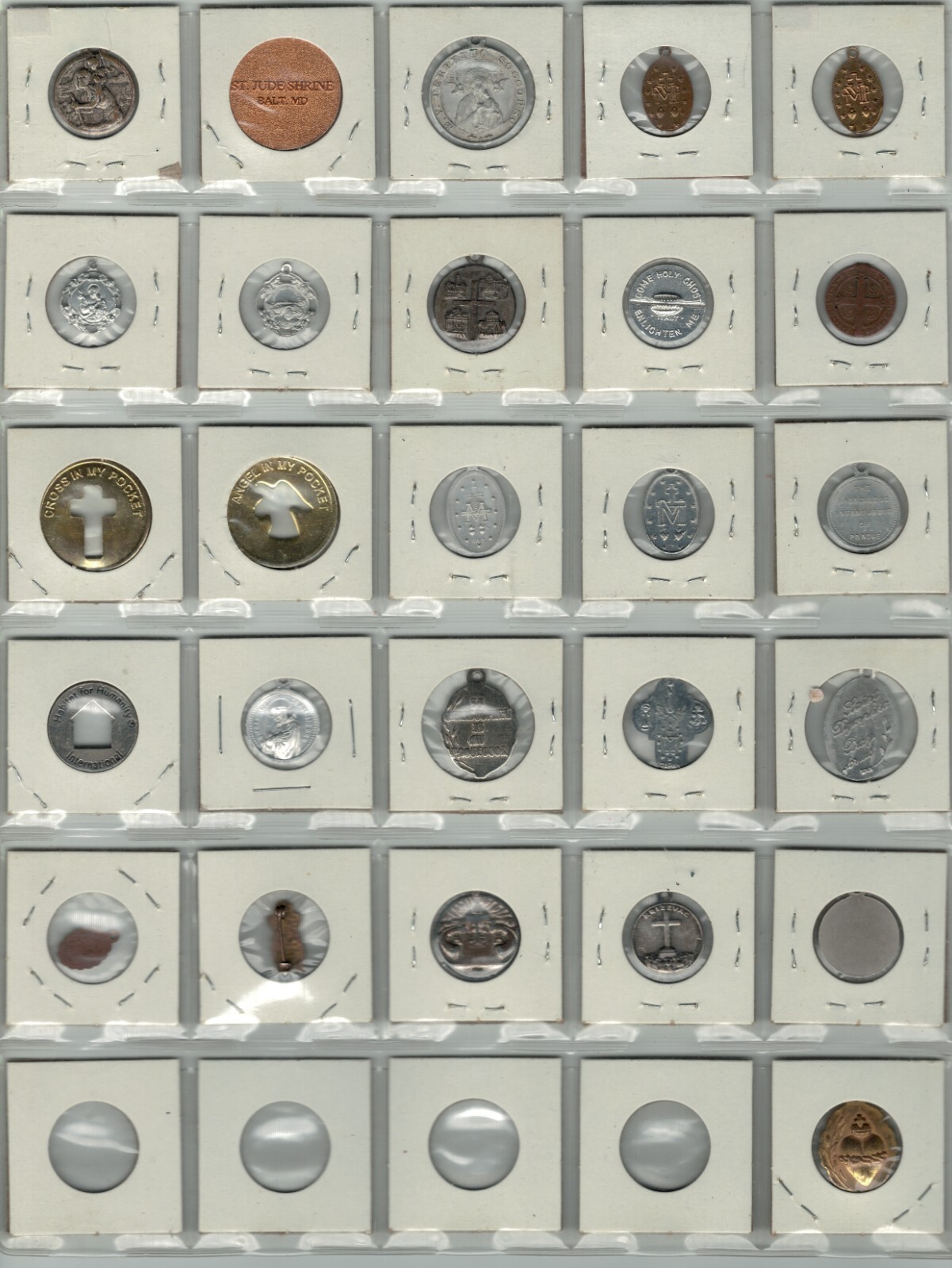 Collection of Catholic Tokens, Souvenirs, Charms, Brooches, ETC 1950s-2000s