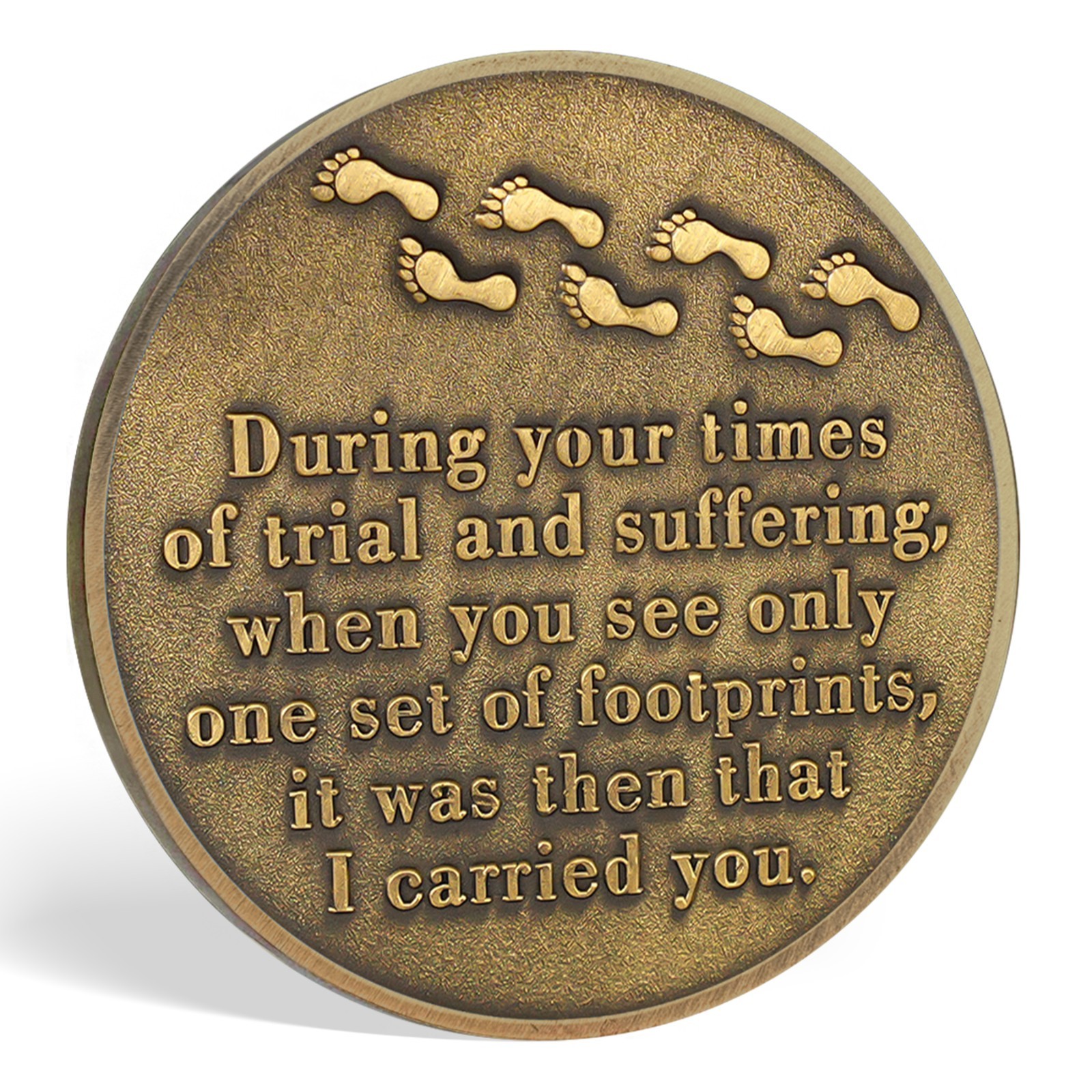 5pcs Inspirational Christian Coin Footprint In The Sand Matthew 11:28 Verse Coin