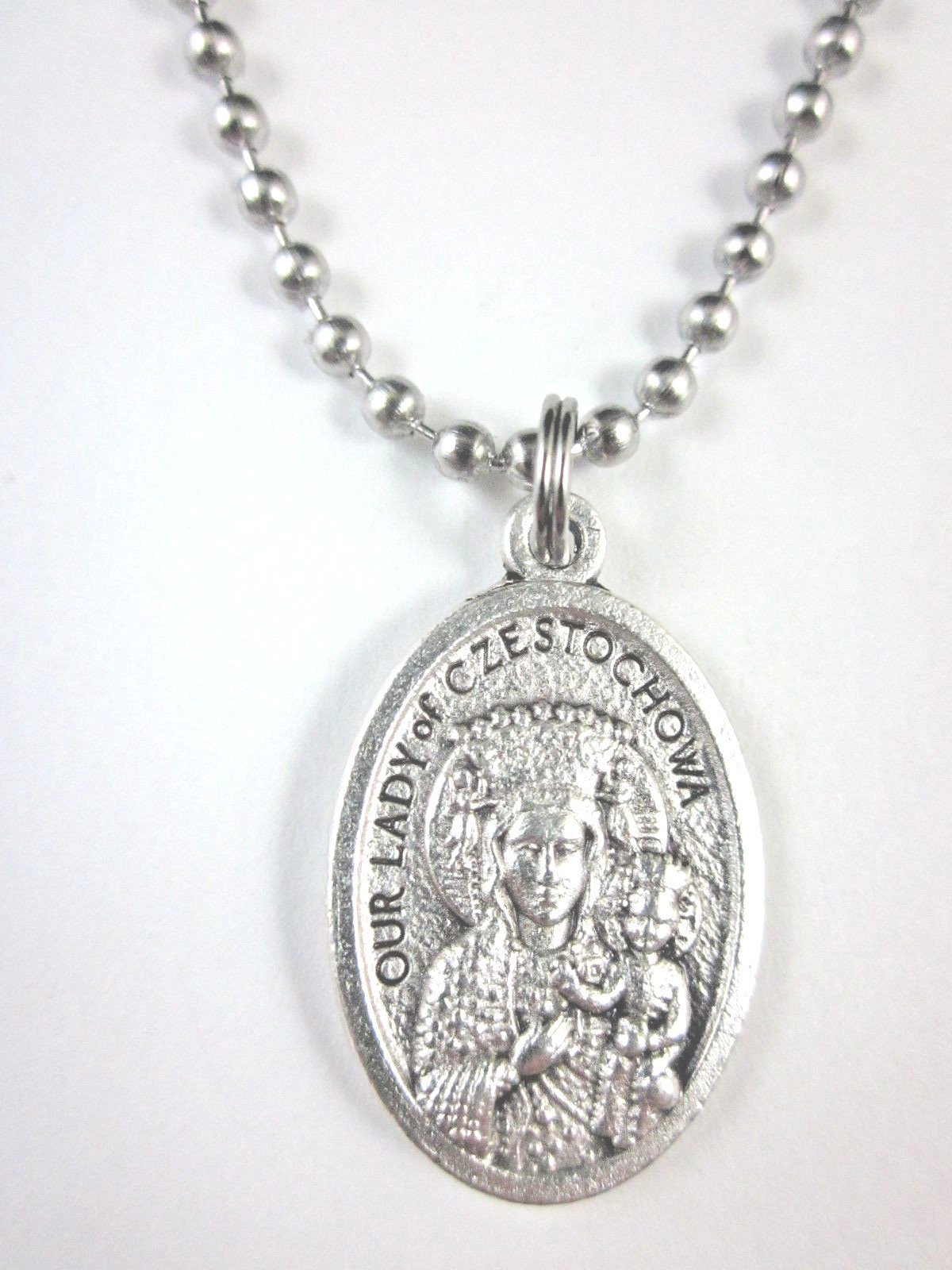 Our Lady of Czestochowa / St John Paul II Medal Italy Necklace 24″ Ball Chain