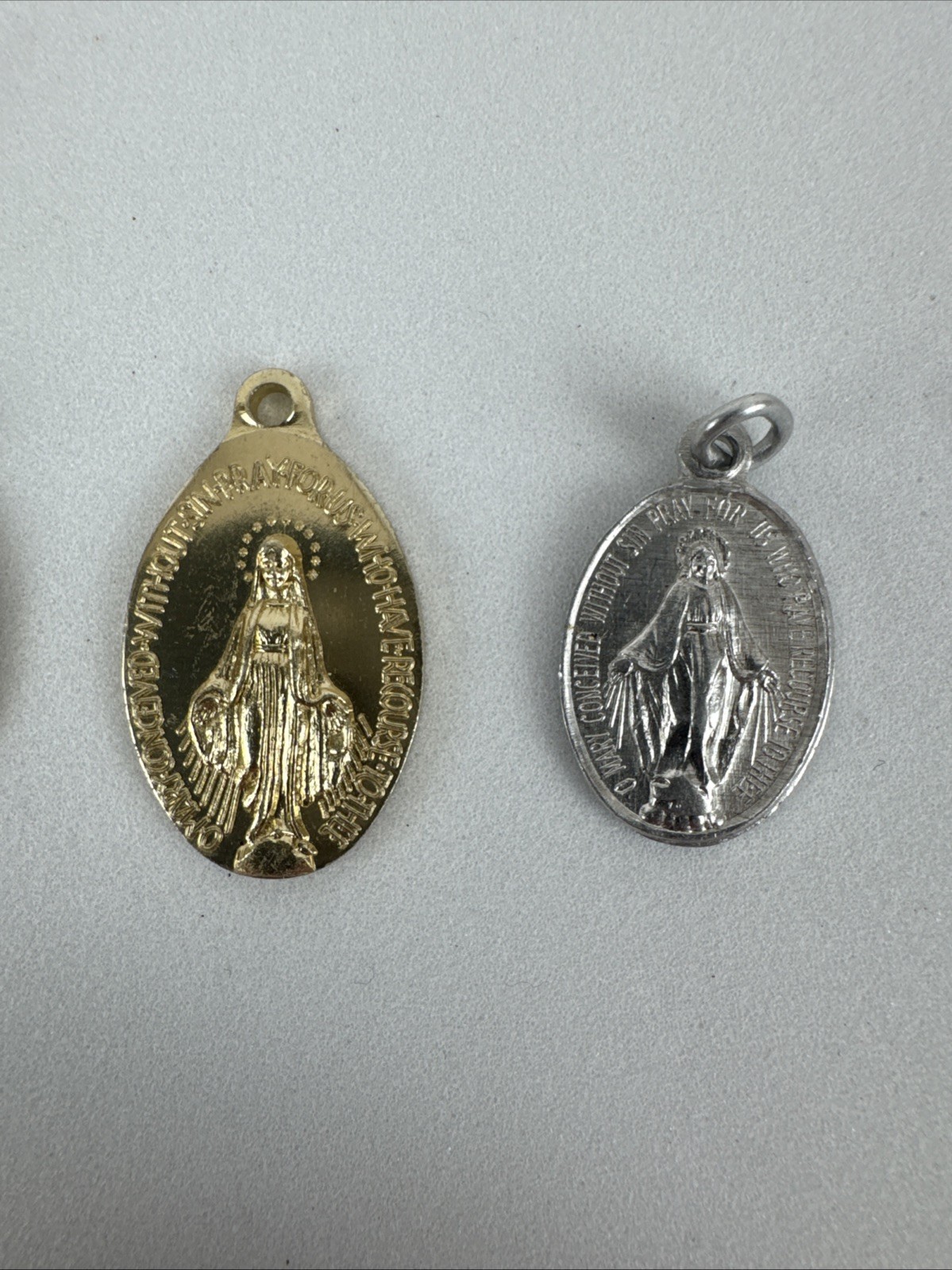 Lot of 4 Vintage Oval-Shaped Gold-Toned Miraculous Depiction Religious Pendant