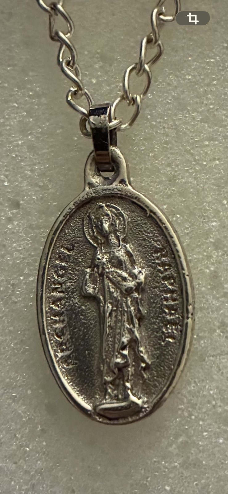 Vintage Archangel Raphael Sterling Silver Pendant