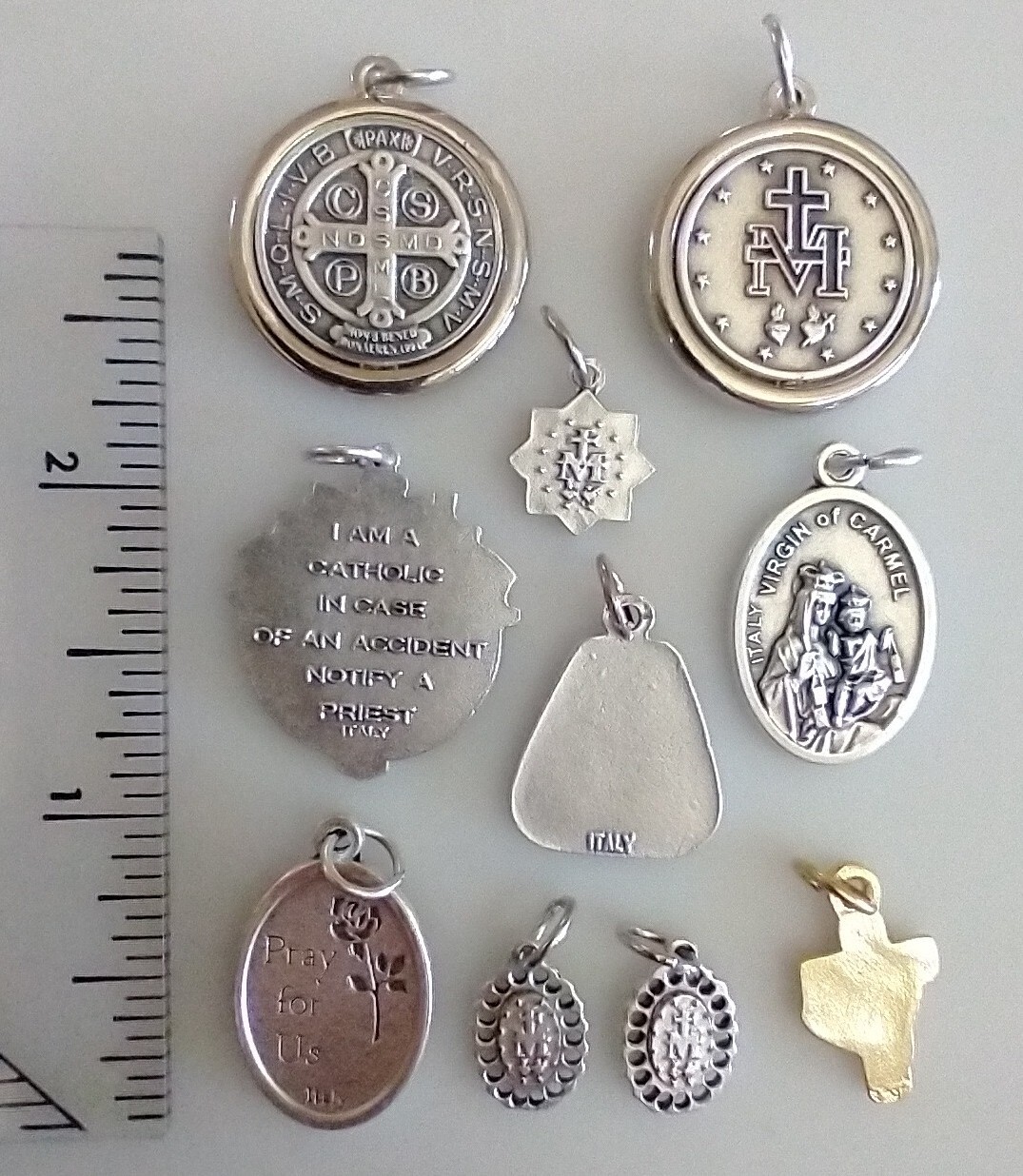 Catholic Lot Religious Medals Enamel Jesus Mary St Christopher Dove Holy Spirit