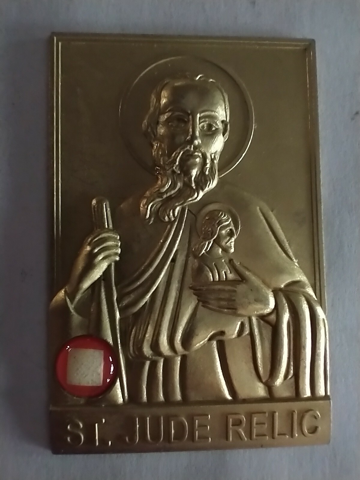 Vintage Catholic Large St Jude Relic Religious Medal