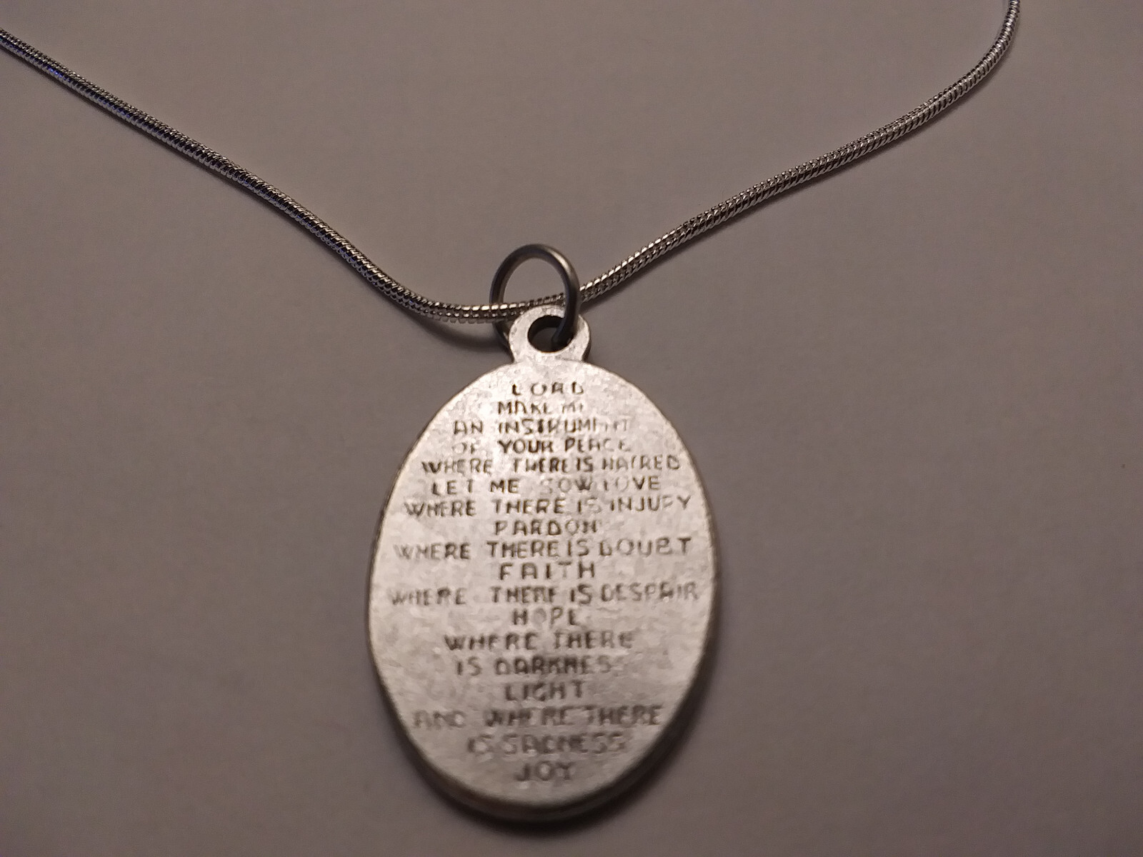 St Francis PEACE Prayer Medal Silver 925 sterling chain necklace + prayer card