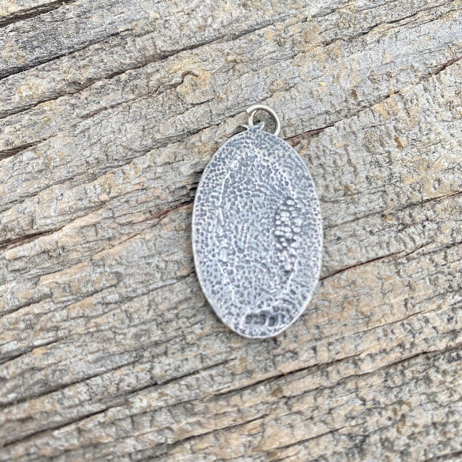 925 Sterling Silver Oval Saint Christopher Protect Us Pendant 6 grams Saint