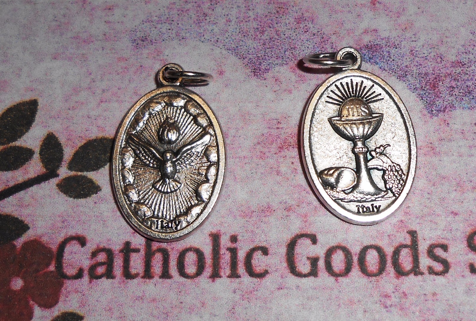 Holy Spirit – Chalice – back – OX Die Cast Silver-tone Italian 1 inch Medal