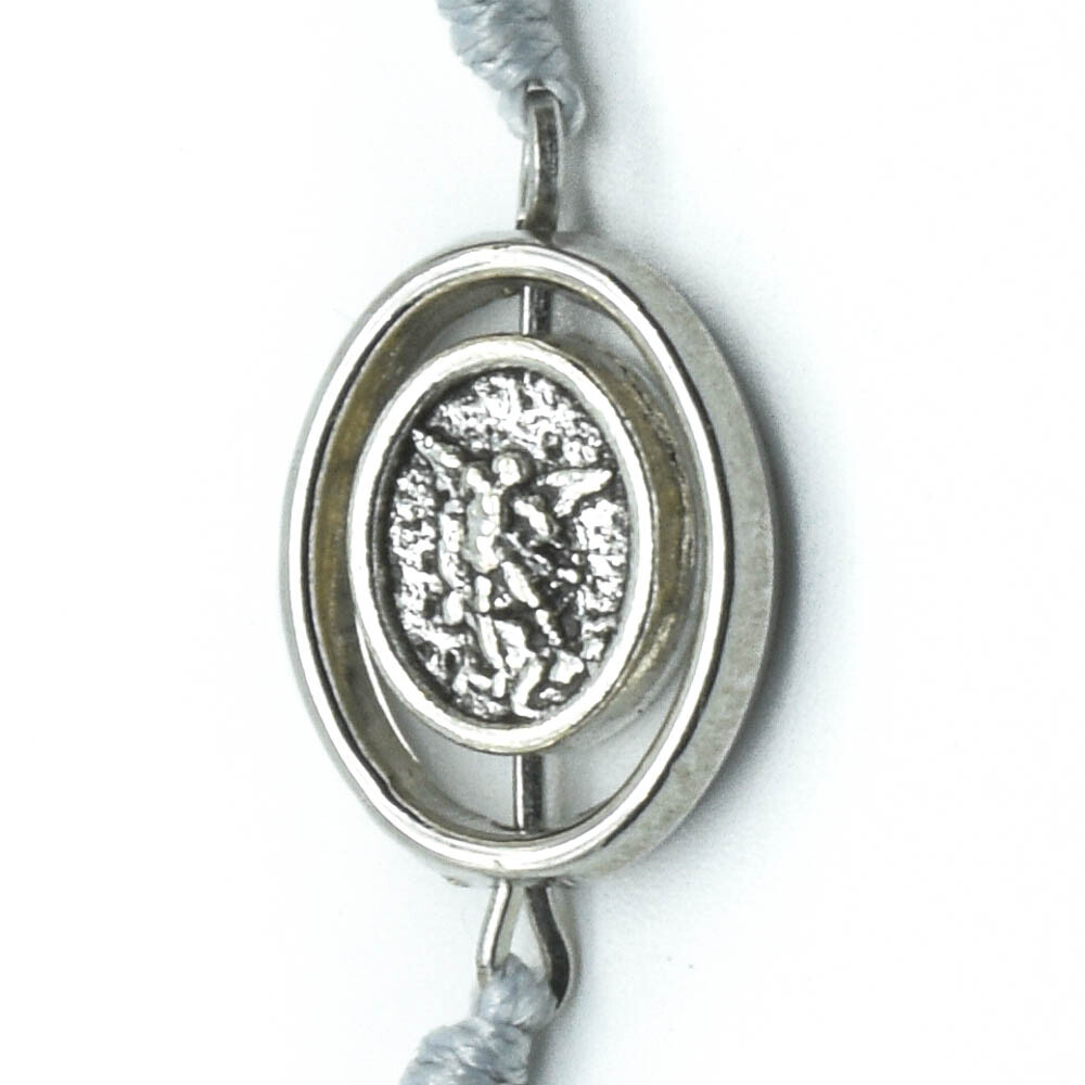 Saint St Michael Guardian Angel Rotate Medal Gray Cord Bracelet And Holy Card
