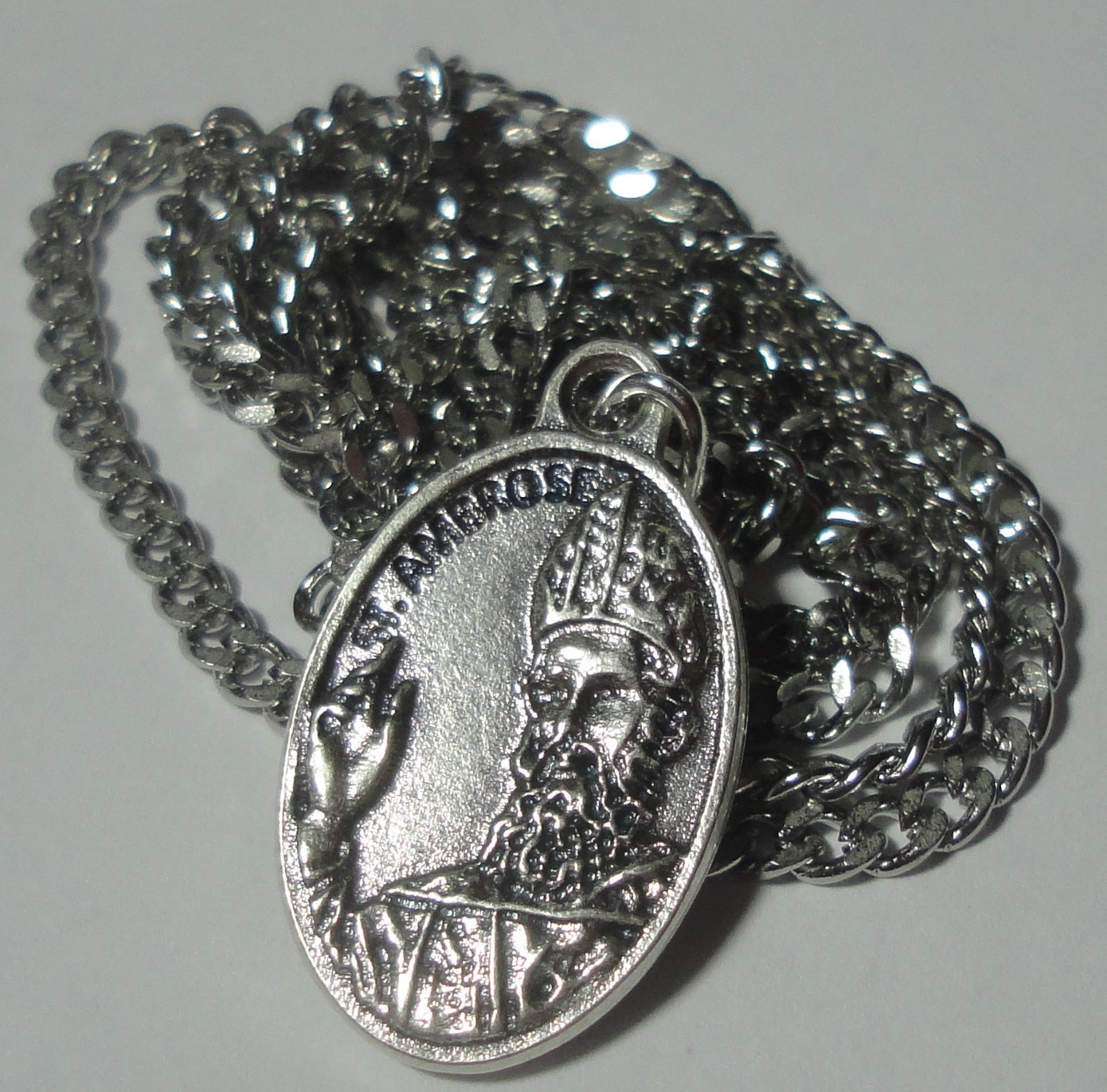 St Ambrose the “Honey-Tongued Doctor” Holy Medal & Chain – Candlemakers & Bees