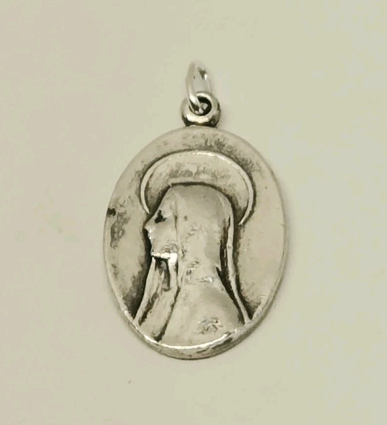 Vintage Sterling Silver 925 Our Lady of Lourdes Catholic Medal Pendant