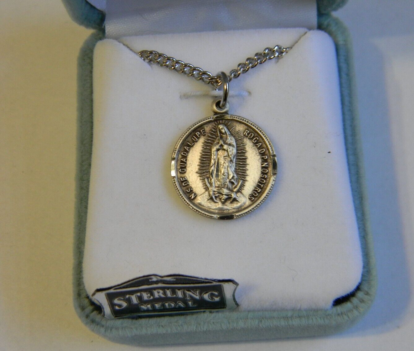 Religious HMH Sterling Our Lady of Guadalupe pendant medal necklace