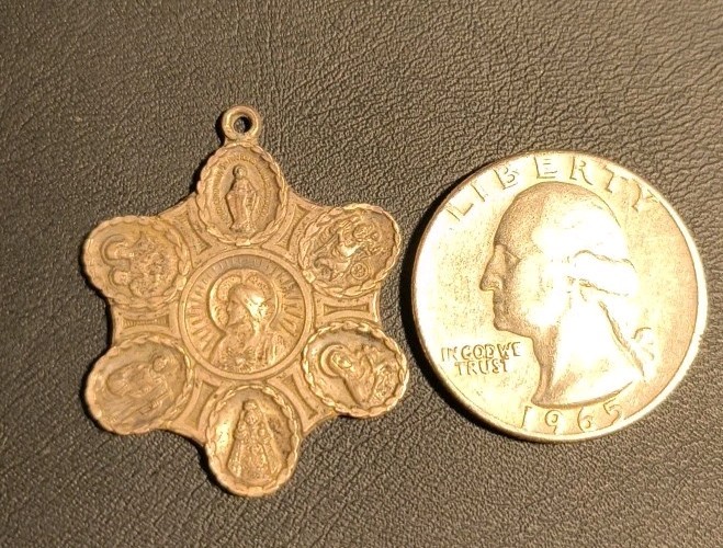 5.8 Gr HVH Vintage Multi Saint Medal Sterling Silver 925 Religious Holy Charm