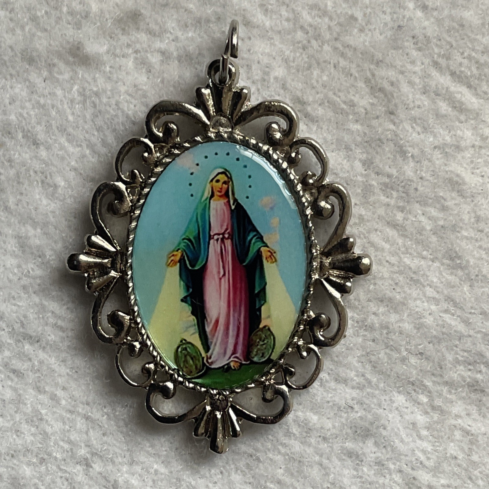 Our Lady Of The Miraculous Medal | Medal Pendant Charm | Silver Tone