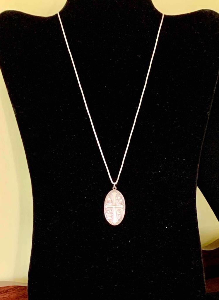 Creed Sterling Silver Four Way Religious Medallion Pendant Necklace 18″ Long