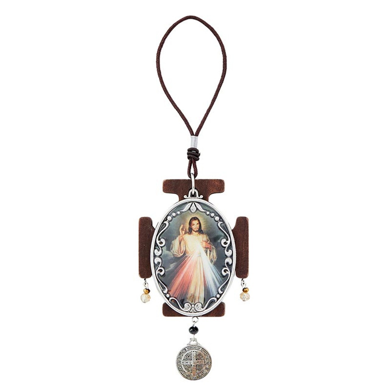 Divine Mercy Home Protector Cross – Door Hanger with St. Benedict Medal