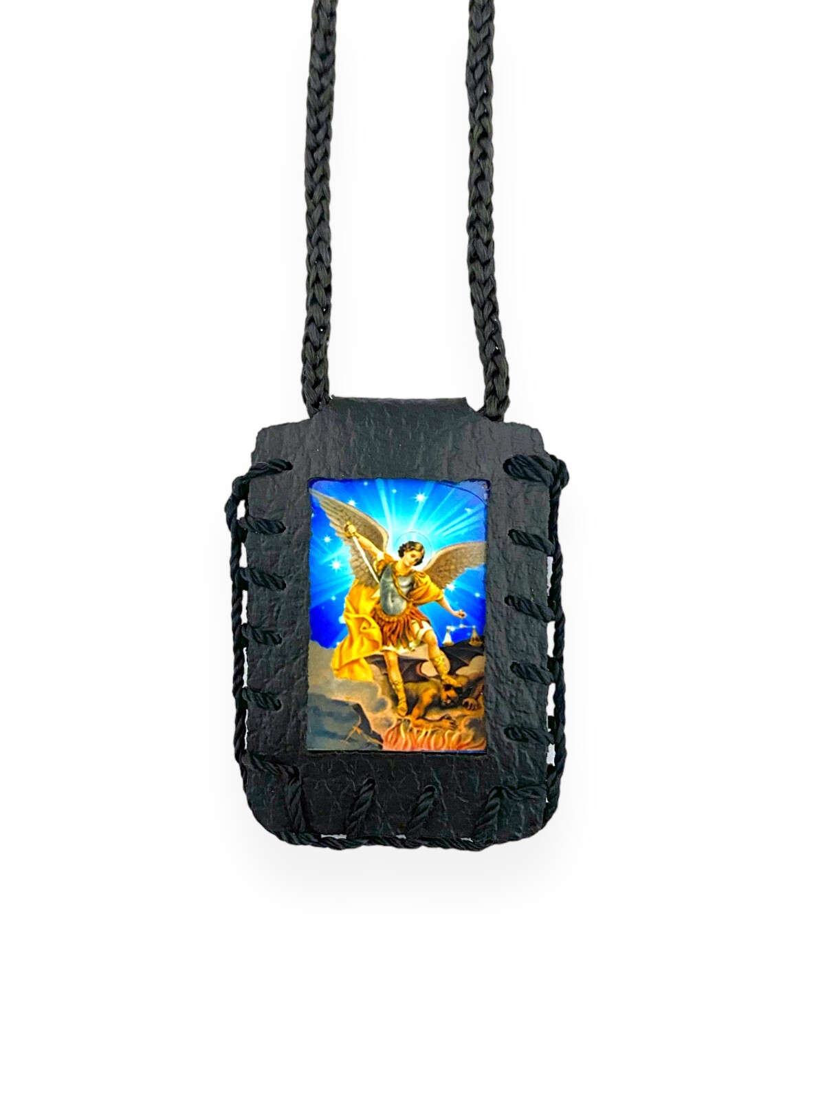 St Michael Archangel Black Scapular Necklace San Miguel Arcangel Escapulario New