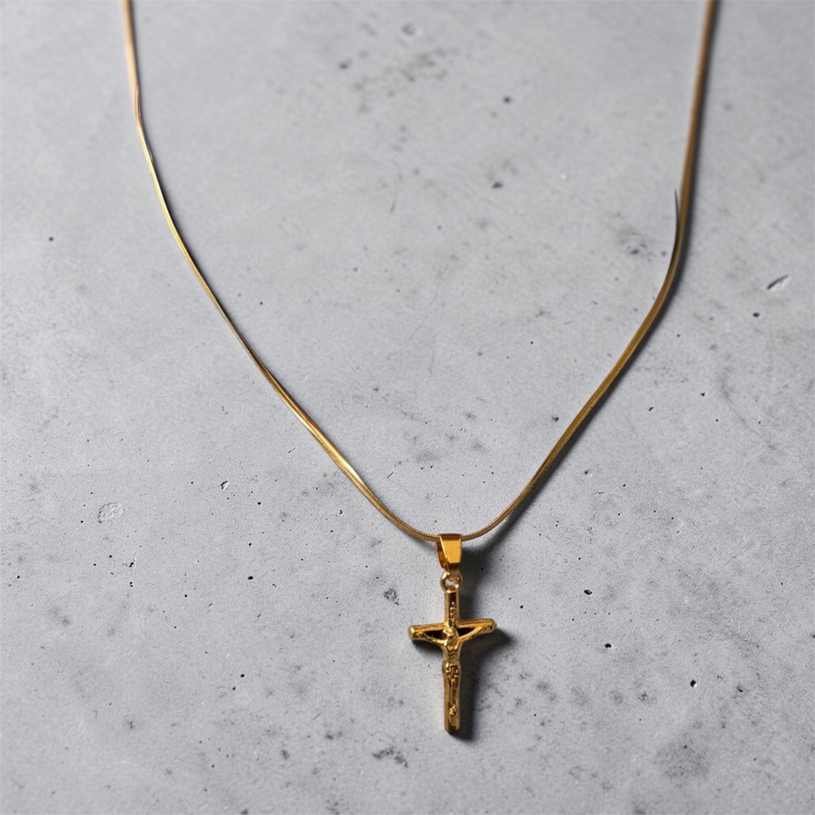 Gold Cross Neclace for Men Women- Stainless Steel Jesus Pendant gift 18” Chain”