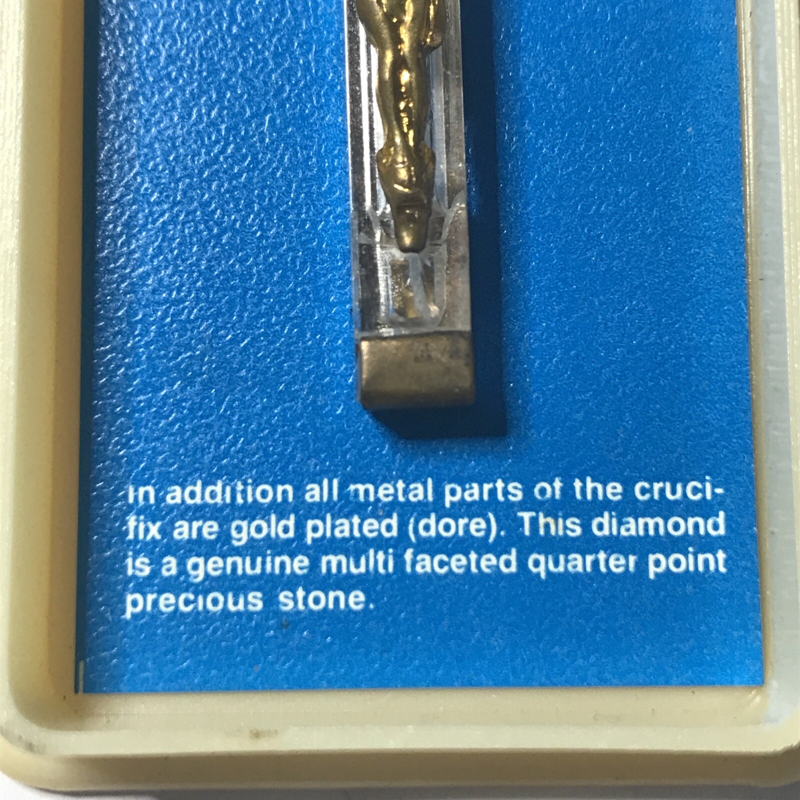 Vtg Lourdes France Cross Lucite Gold Plated Crucifix Holy Pendant Necklace NOS