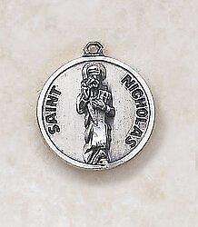 Ideal Patron Saint Nicholas Sterling Medal Size .75in H Features 24in Chain