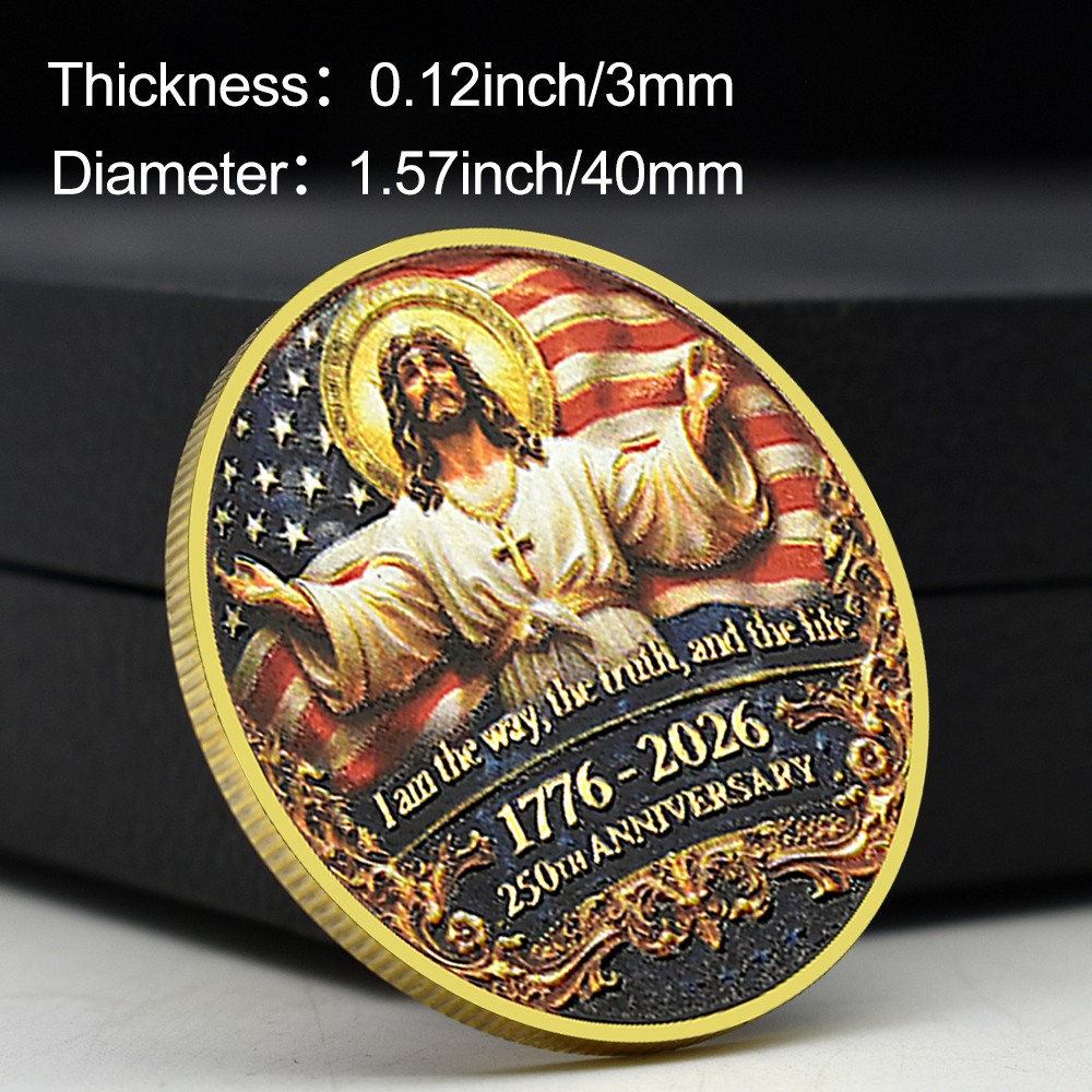 Jesus American Flag 250th Anniversary Commemorative Coin – Christian Gift