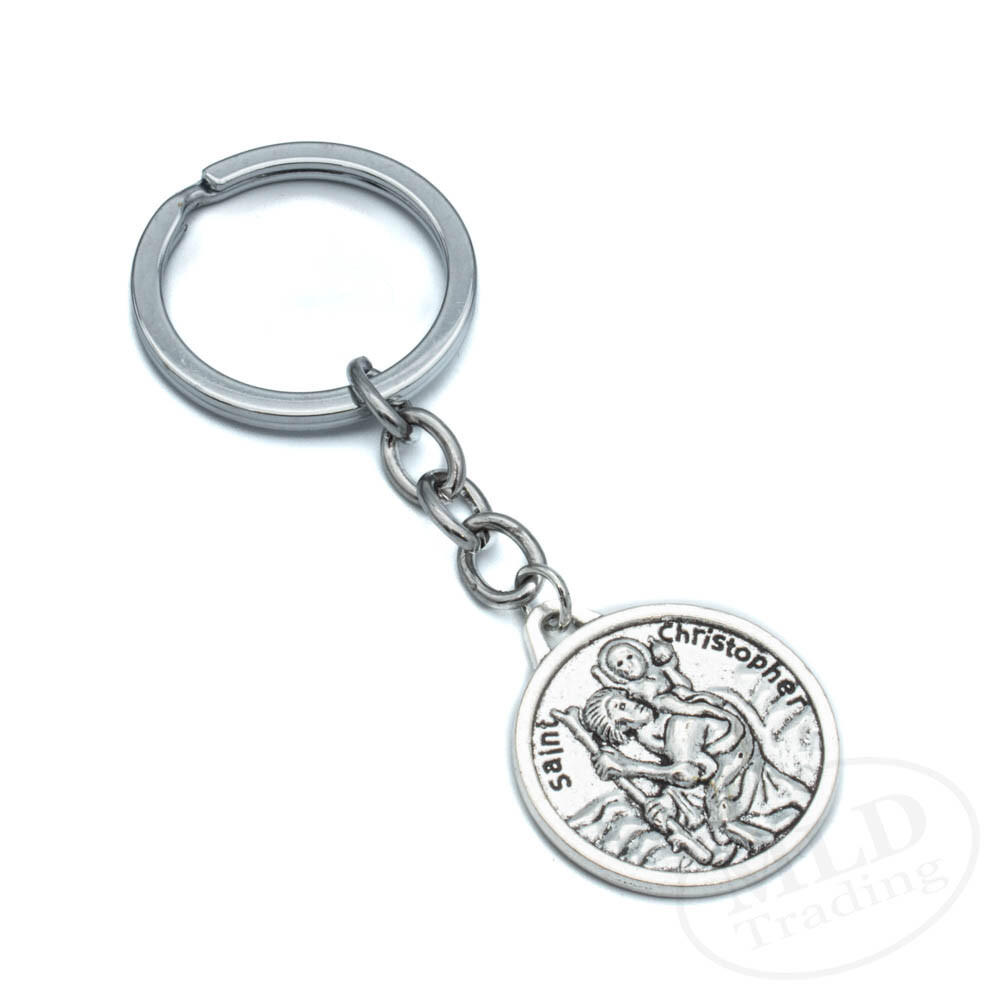 St Christopher Medal Patron Saint Of Travelers Prayer Pendant Key Chain Gift