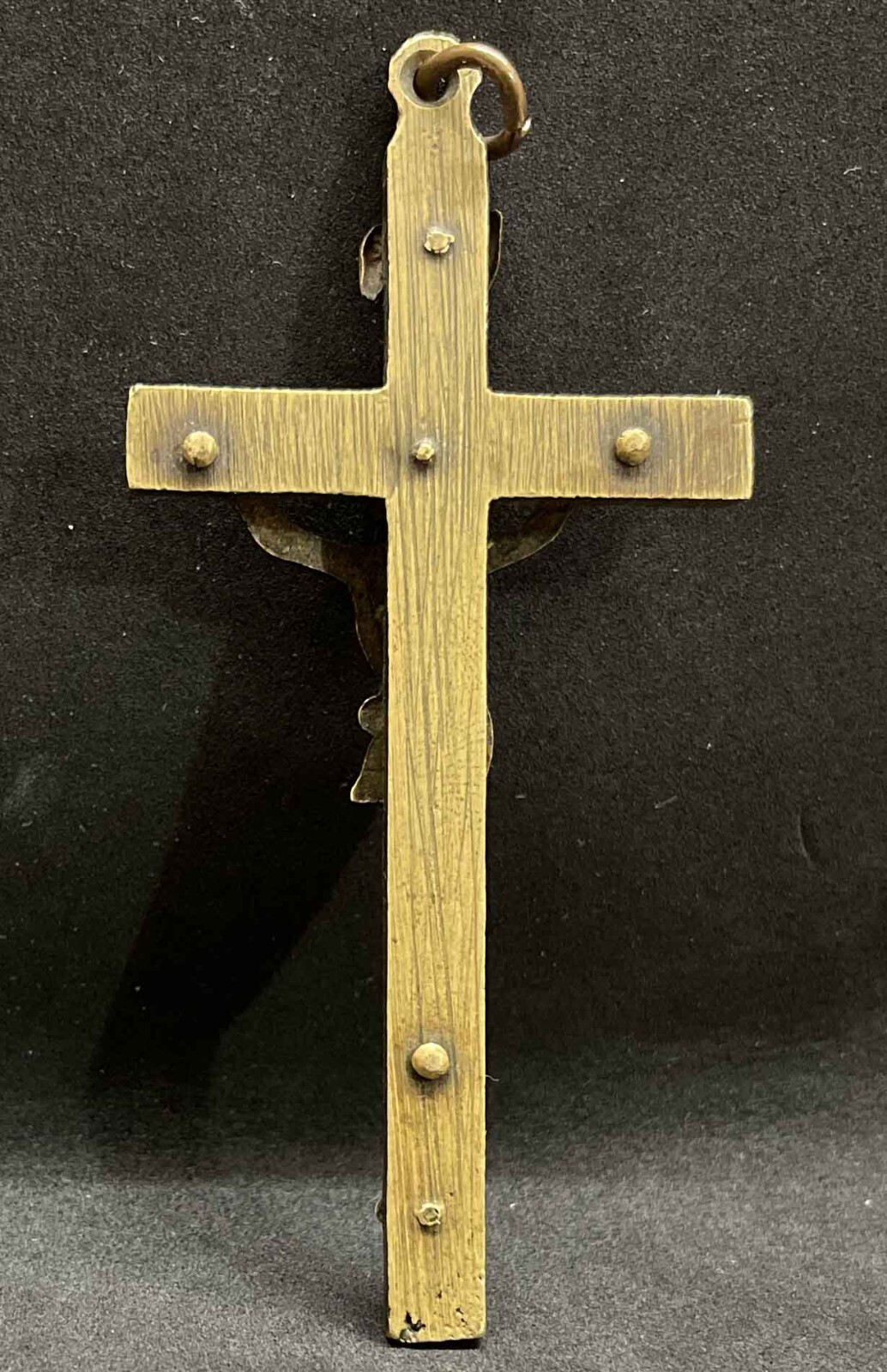 Super antique 1880´ pectoral nun cross Jesus Crucifix bronze INRI Skull & Bones