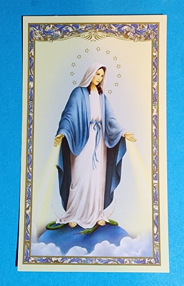Marian Symbol Miraculous Medal on a Stainless Steel Ball Chain with Holy Card
