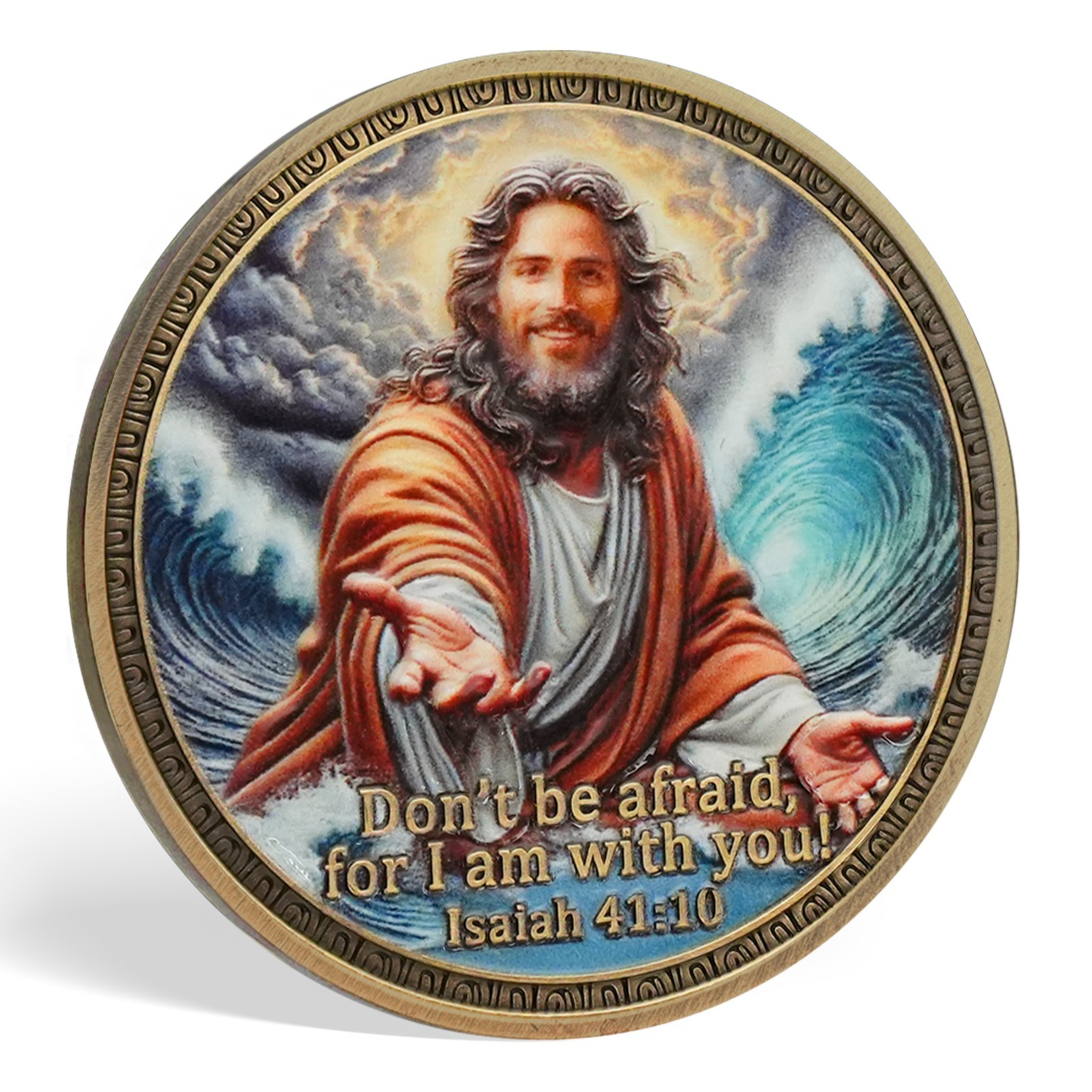 5pcs Jesus Christian Coin Isaiah 41:10 Verse: Don’t Be Afraid, For I Am With You