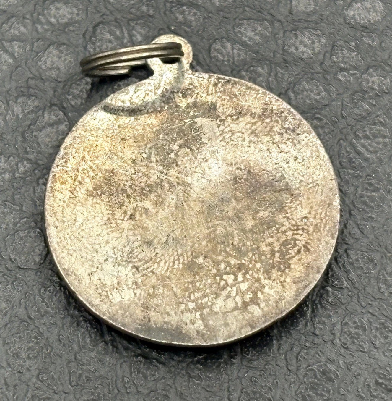 Saint Christopher Protect Us Two-Tone Enamel Medal Pendant Silver Plate