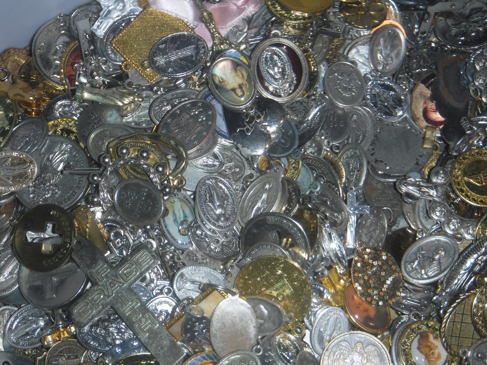 Catholic Religious Medal Lot, Catholic Medals Lot Half Pound