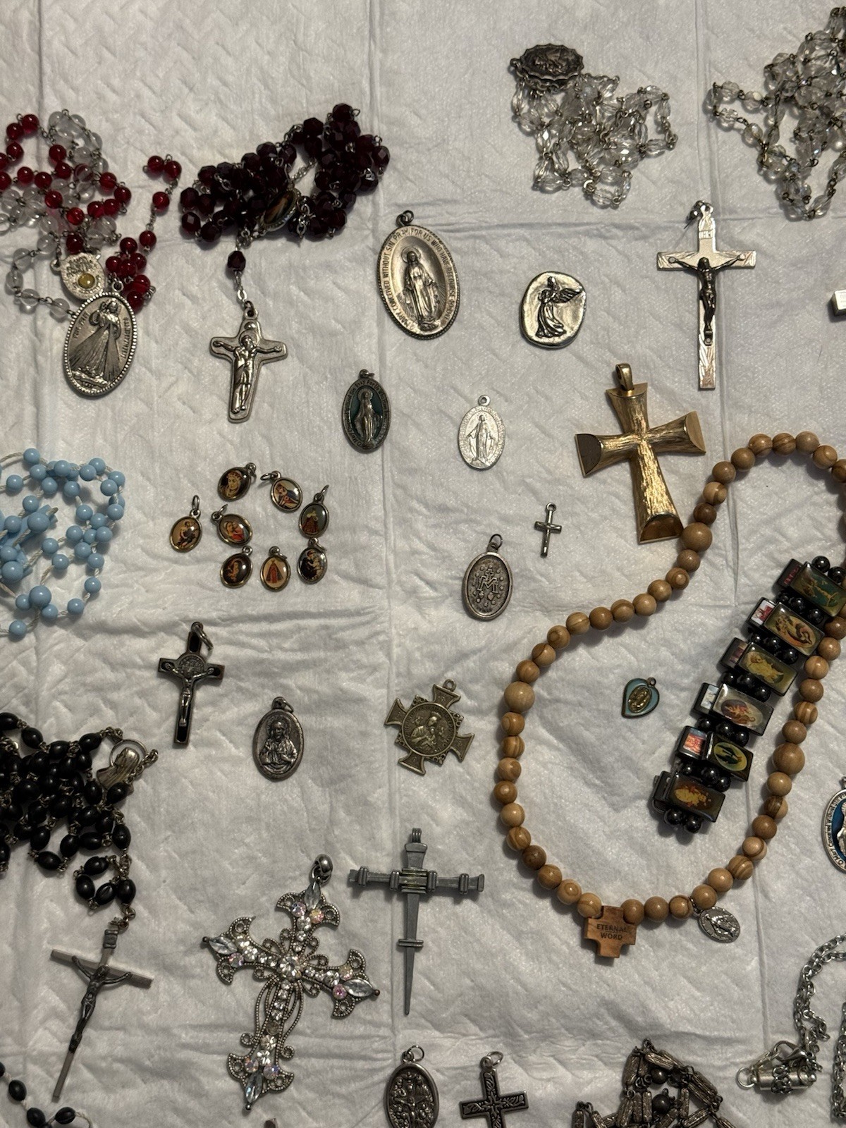 Religious Medals And Rosaries, Some 925 Silver.