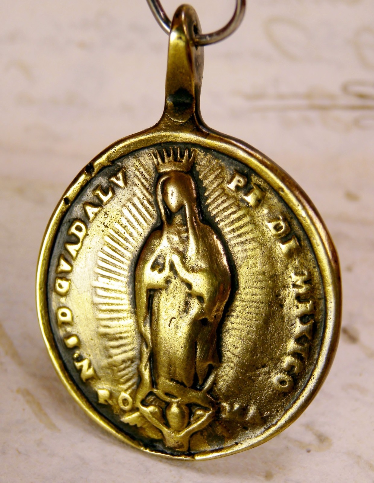 ANTIQUE 18TH CENTURY CATHOLIC ST. HELEN GUADALUPE SHRINE PILGRIMAGE BRONZE MEDAL