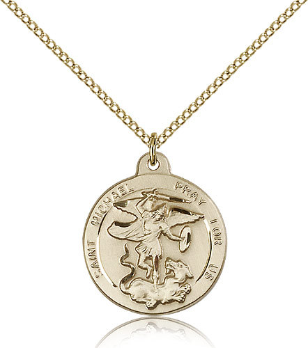 Saint Michael The Archangel Medal For Women – Gold Filled Necklace On 18 Cha…