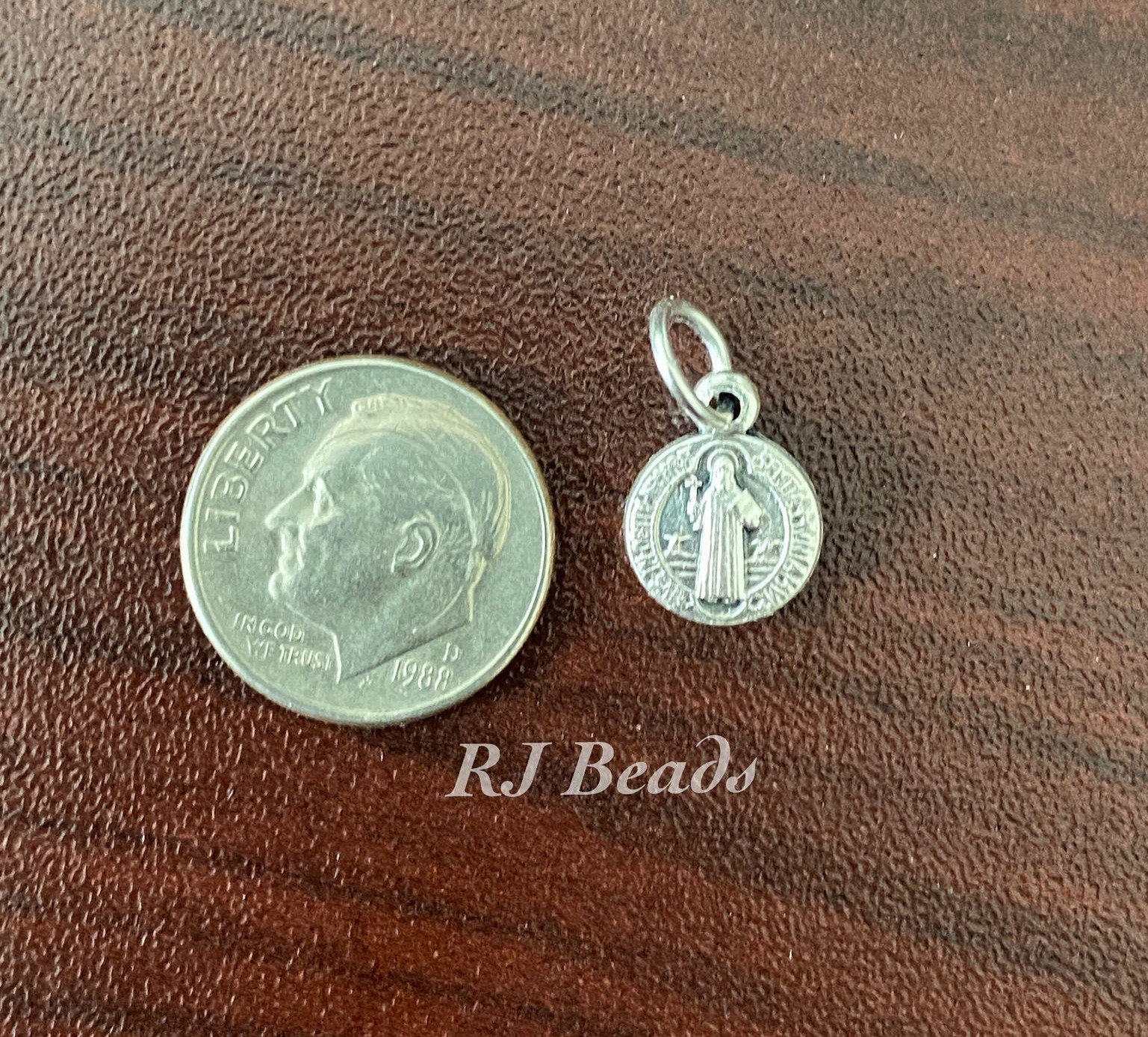 3/8″ Tiny Saint St Benedict Medal Small Jewelry Bracelet Charms – Made in Italy