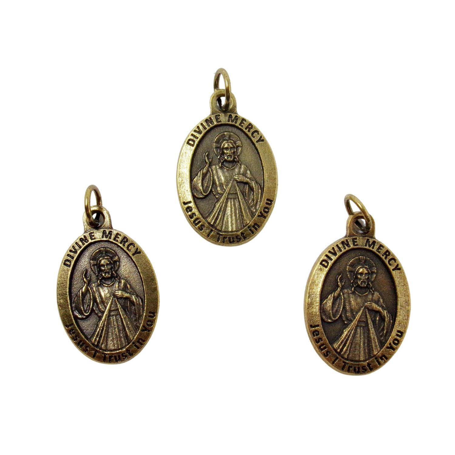 Divine Mercy St Faustina Bronze Tone Medals for Rosary Parts and Jewelry 1 In