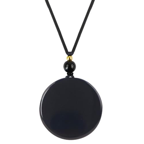 Anjiucc Natural Gemstone Tree of Life Black Obsidian/Golden Obsidian Pendant
