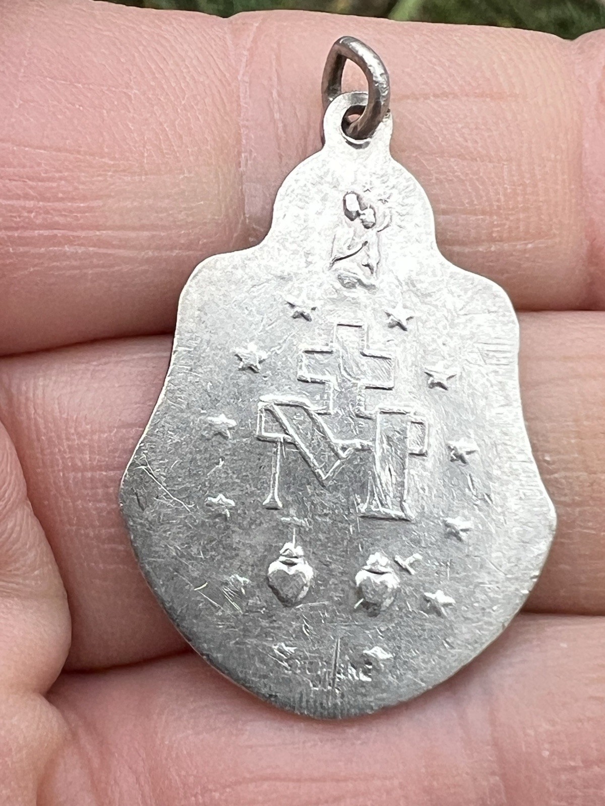 HMH Catholic Religious Miraculous Mary Medal Sterling 925 Military Wings Pilot