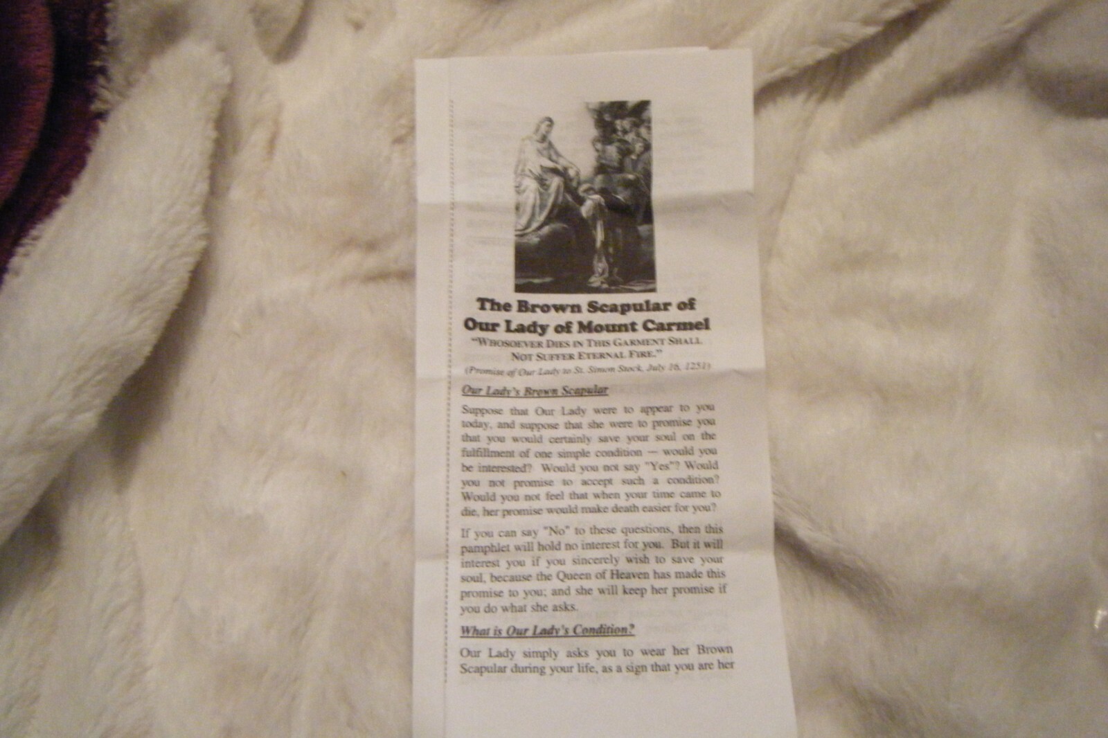 Sacred Heart of Jesus Immaculate Heart of Mary Handmade Scapular 100%Wool 